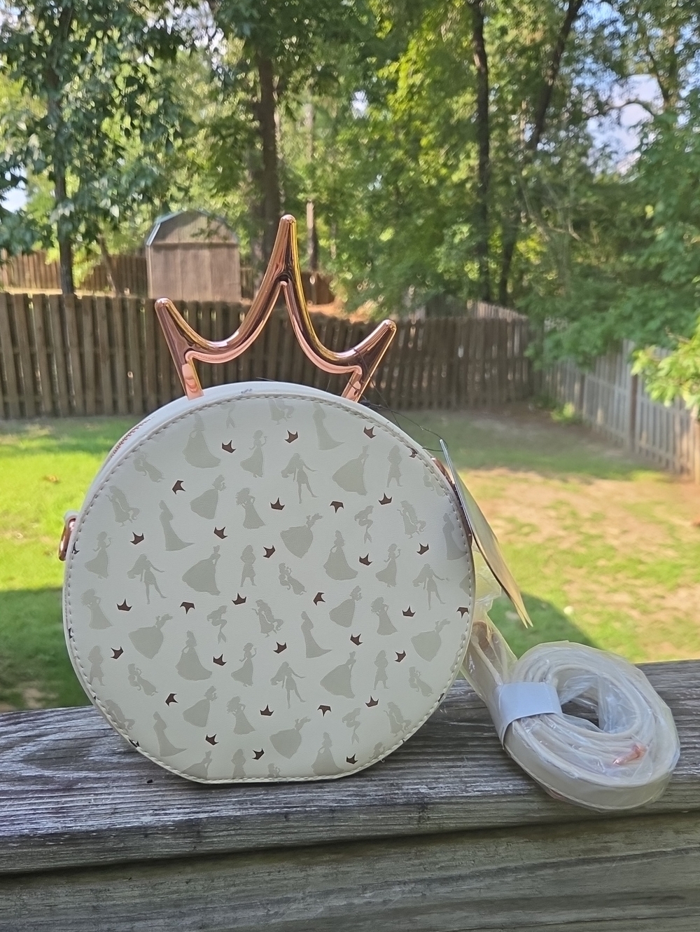 Loungefly Cream Round Crossbody with Rose Gold Crown Handle